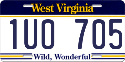WV license plate 1UO705