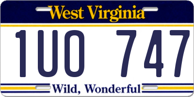WV license plate 1UO747