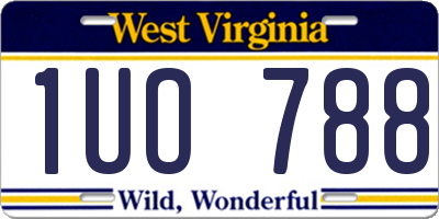 WV license plate 1UO788