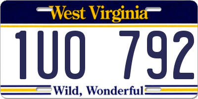 WV license plate 1UO792