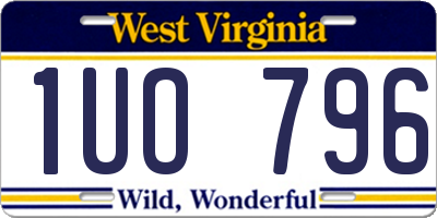 WV license plate 1UO796