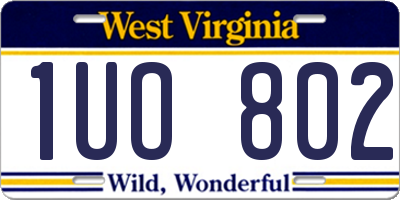 WV license plate 1UO802