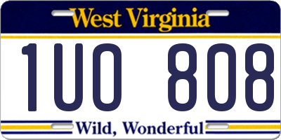 WV license plate 1UO808