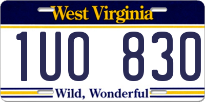 WV license plate 1UO830