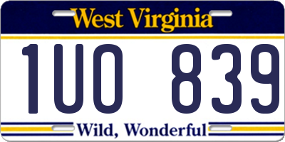 WV license plate 1UO839