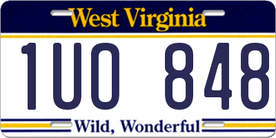 WV license plate 1UO848