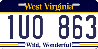 WV license plate 1UO863