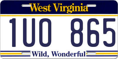 WV license plate 1UO865