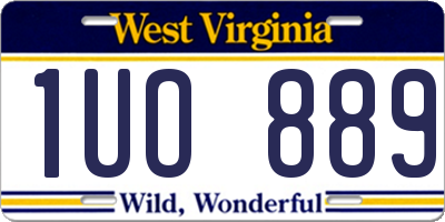 WV license plate 1UO889
