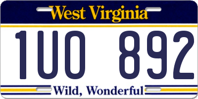 WV license plate 1UO892