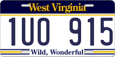 WV license plate 1UO915