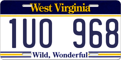 WV license plate 1UO968