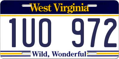 WV license plate 1UO972