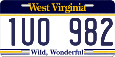 WV license plate 1UO982