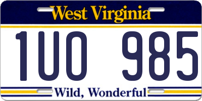 WV license plate 1UO985