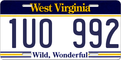 WV license plate 1UO992