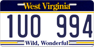 WV license plate 1UO994