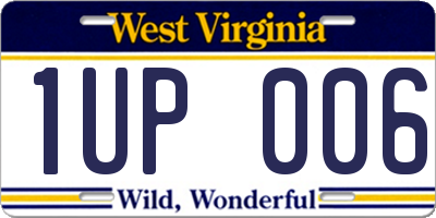 WV license plate 1UP006