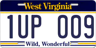 WV license plate 1UP009