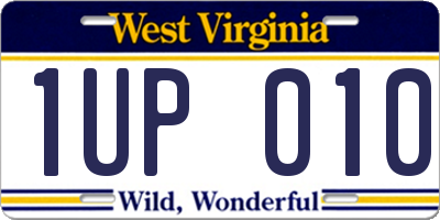 WV license plate 1UP010