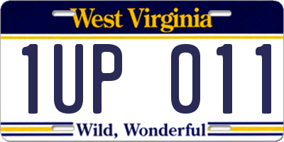 WV license plate 1UP011