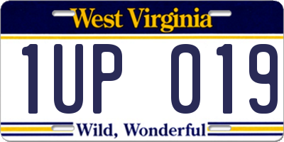 WV license plate 1UP019