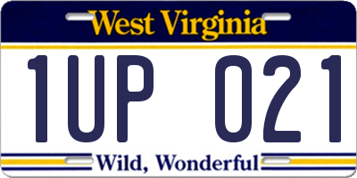 WV license plate 1UP021