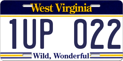 WV license plate 1UP022