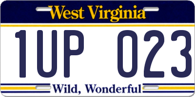 WV license plate 1UP023