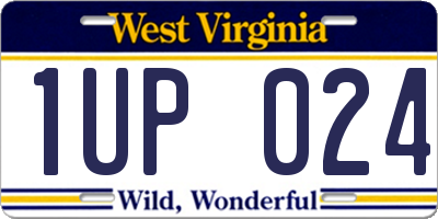 WV license plate 1UP024
