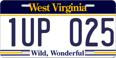 WV license plate 1UP025