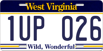 WV license plate 1UP026