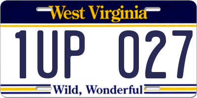 WV license plate 1UP027