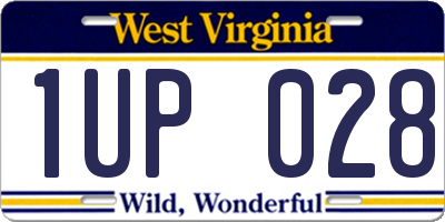WV license plate 1UP028