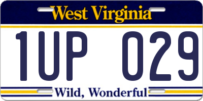 WV license plate 1UP029