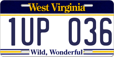 WV license plate 1UP036