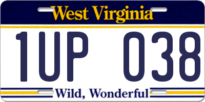 WV license plate 1UP038
