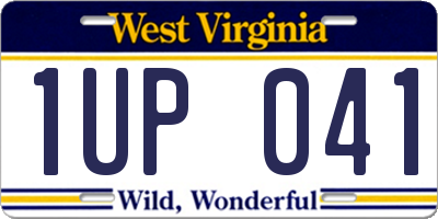 WV license plate 1UP041