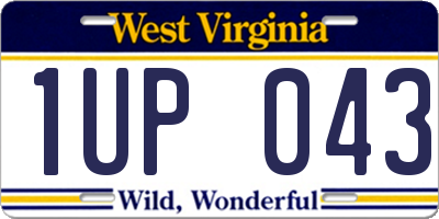 WV license plate 1UP043