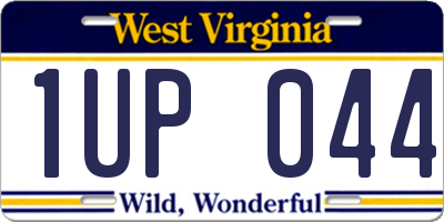 WV license plate 1UP044