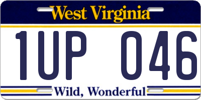 WV license plate 1UP046