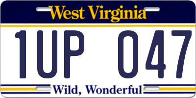 WV license plate 1UP047