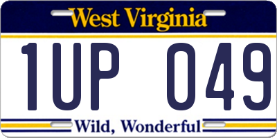 WV license plate 1UP049