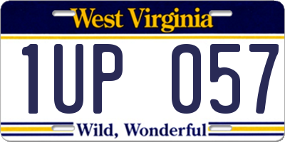 WV license plate 1UP057