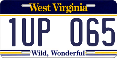 WV license plate 1UP065