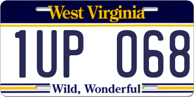 WV license plate 1UP068