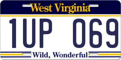 WV license plate 1UP069