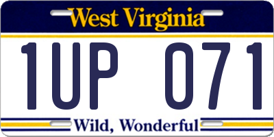 WV license plate 1UP071