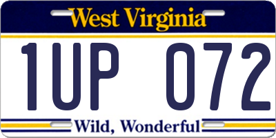 WV license plate 1UP072