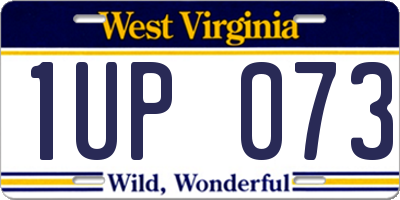 WV license plate 1UP073